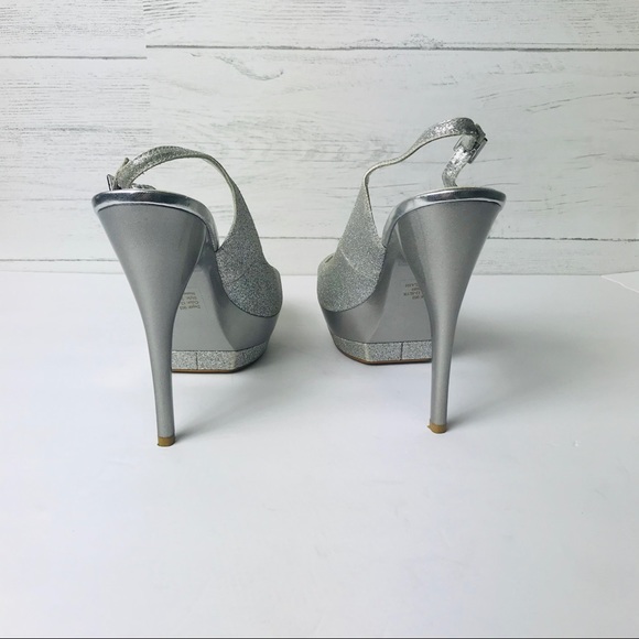 Bakers Shoes Bakers Platform Stiletto Silver Peep Toe Poshmark